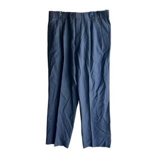 Super 100's Triple Pleats Men's 33X28.5 Gray Trousers 100% Wool Slacks Pants